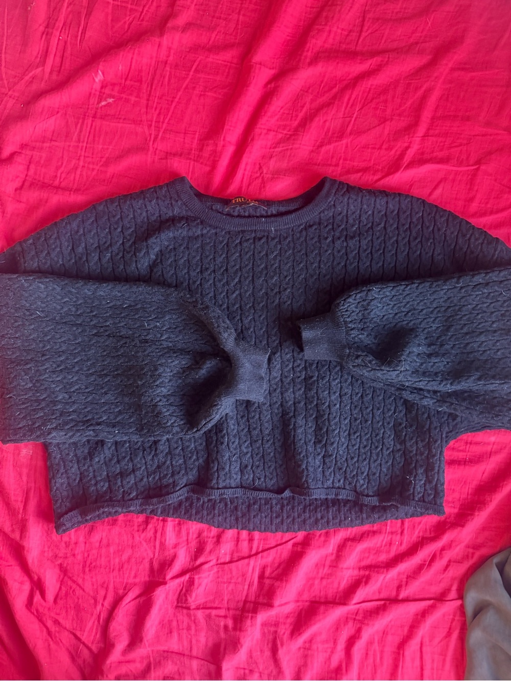 Black Truth Cable-Knit Crewneck Sweater